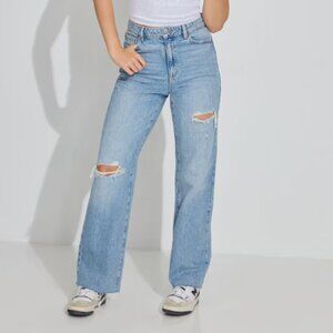 Garage Denim Wide Leg Jean - Maddie Blue Distressed Raw hem